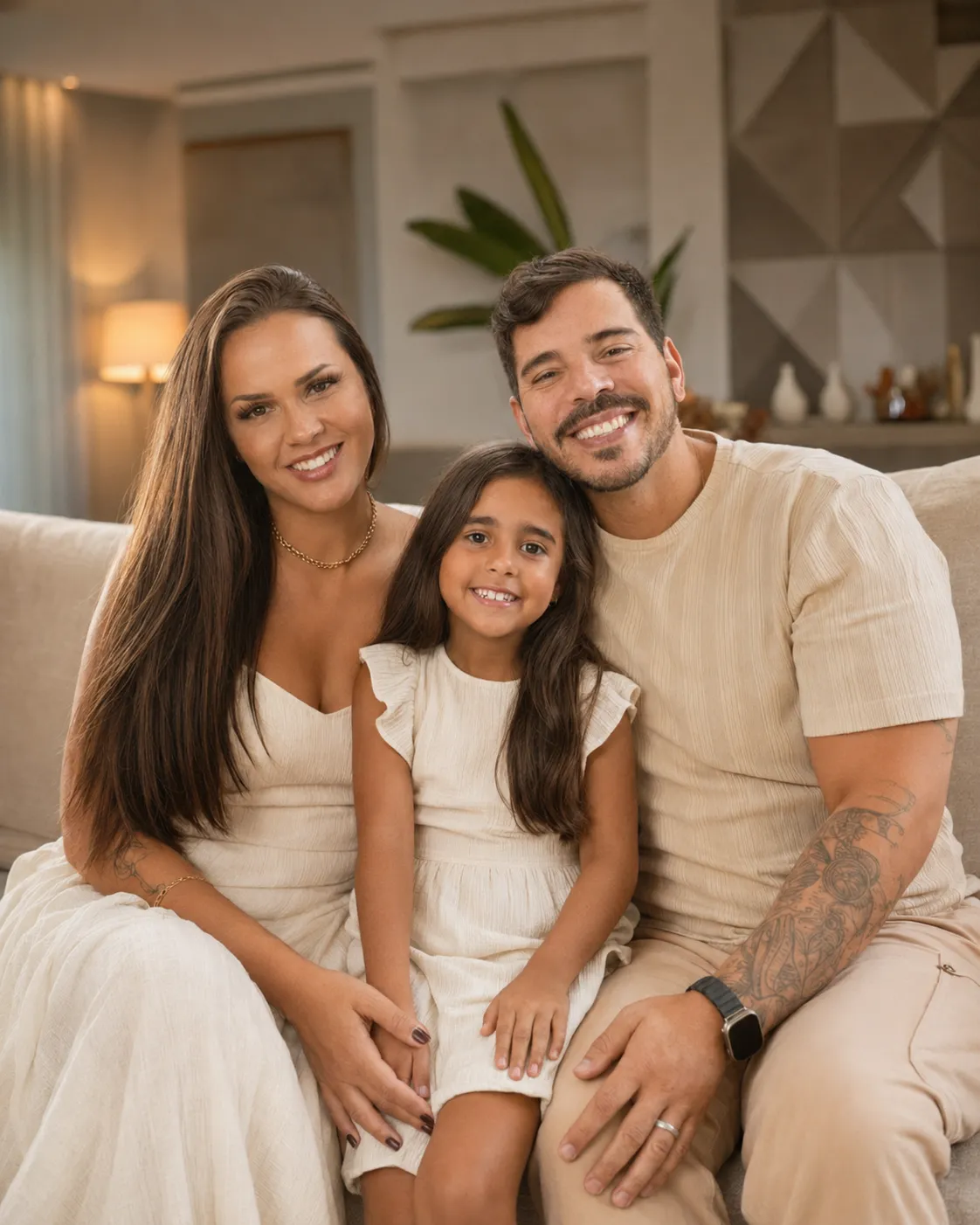 Rafael Murmura ao lado da esposa e da filha